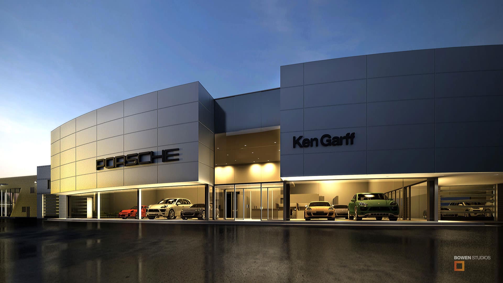 Rendering of a Porsche Dealership in Salt Lake City